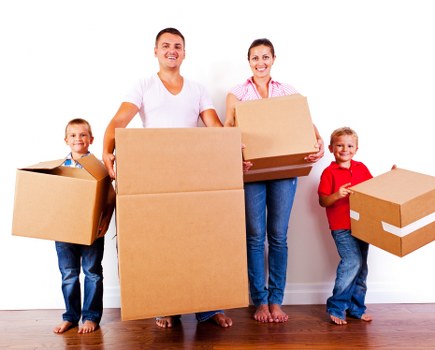 House removal team preparing a move in Colliers Wood